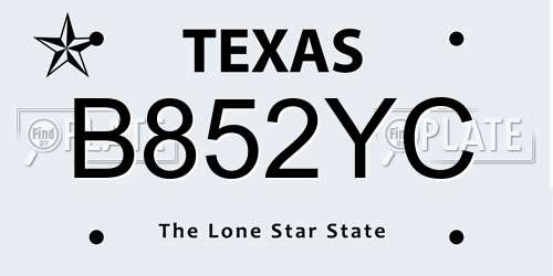 B852YC Texas License Plate
