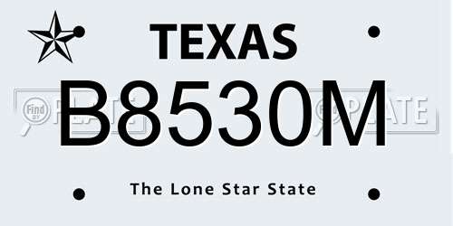 B8530M Texas License Plate