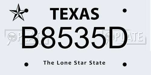 B8535D Texas License Plate