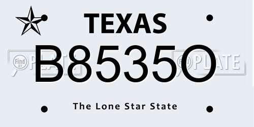 B8535O Texas License Plate