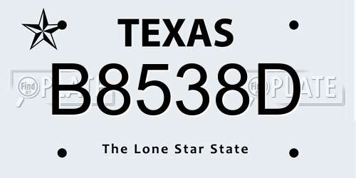 B8538D Texas License Plate