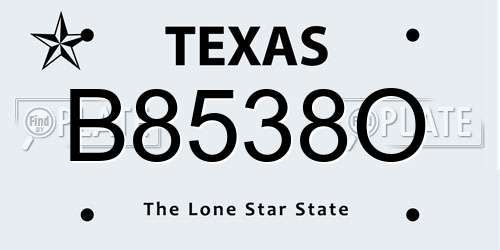 B8538O Texas License Plate