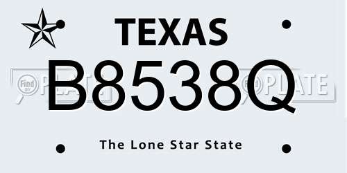 B8538Q Texas License Plate