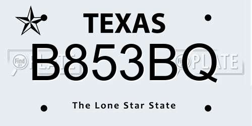 B853BQ Texas License Plate