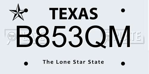 B853QM Texas License Plate