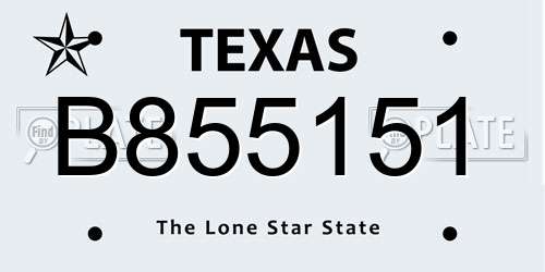 B855151 Texas License Plate
