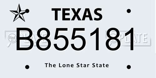 B855181 Texas License Plate