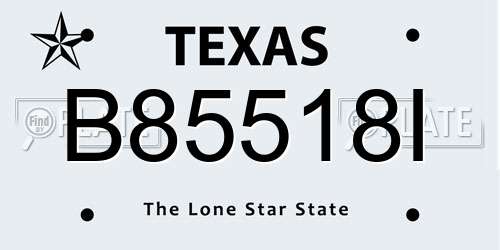 B85518I Texas License Plate