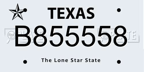 B855558 Texas License Plate