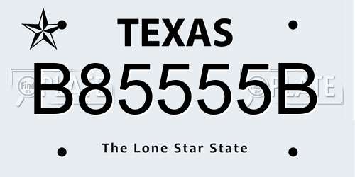 B85555B Texas License Plate