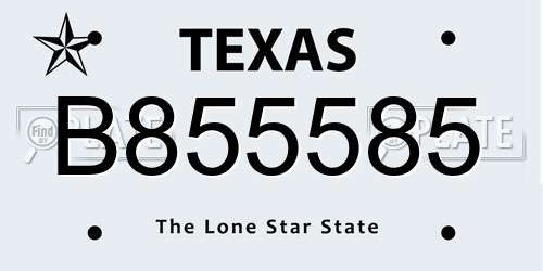 B855585 Texas License Plate