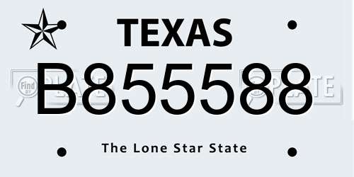 B855588 Texas License Plate
