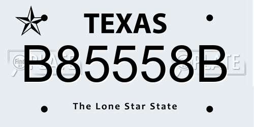 B85558B Texas License Plate