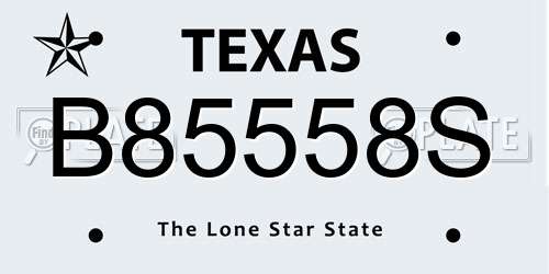 B85558S Texas License Plate