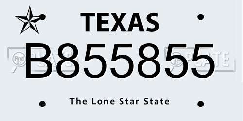 B855855 Texas License Plate