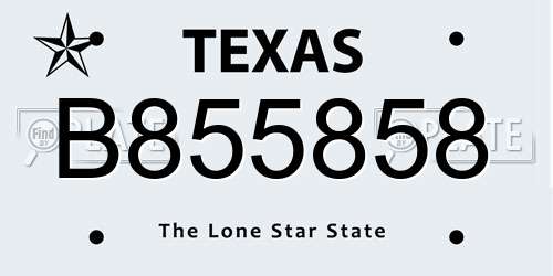 B855858 Texas License Plate