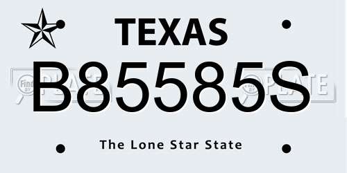 B85585S Texas License Plate