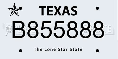B855888 Texas License Plate