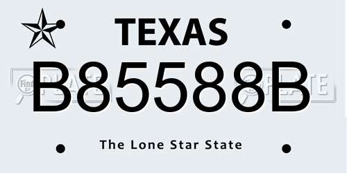 B85588B Texas License Plate