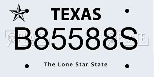 B85588S Texas License Plate