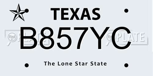 B857YC Texas License Plate