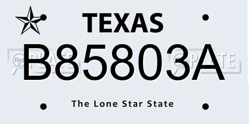 B85803A Texas License Plate