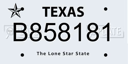 B858181 Texas License Plate