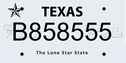 B858555 Texas License Plate