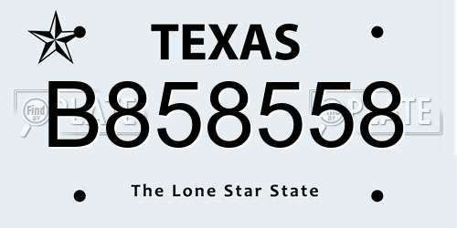 B858558 Texas License Plate