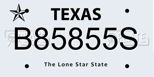 B85855S Texas License Plate