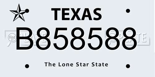B858588 Texas License Plate
