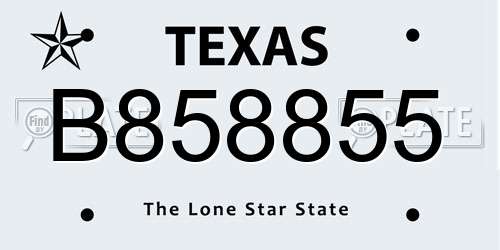 B858855 Texas License Plate