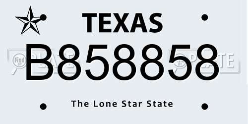 B858858 Texas License Plate