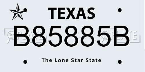 B85885B Texas License Plate