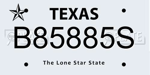 B85885S Texas License Plate