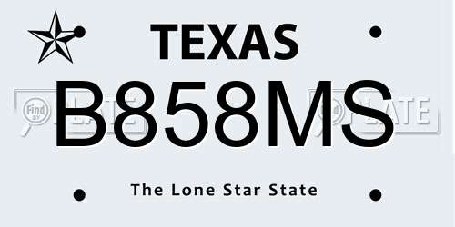 B858MS Texas License Plate
