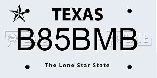 B85BMB Texas License Plate