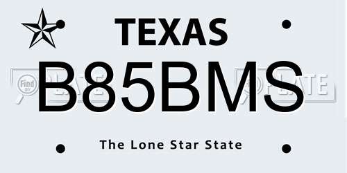 B85BMS Texas License Plate