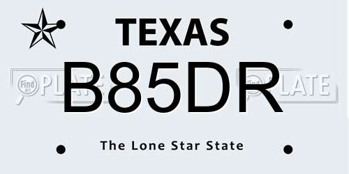 B85DR Texas License Plate