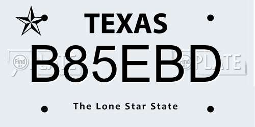 B85EBD Texas License Plate