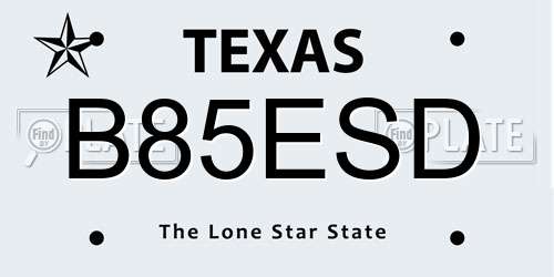 B85ESD Texas License Plate