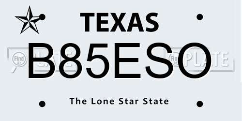 B85ESO Texas License Plate