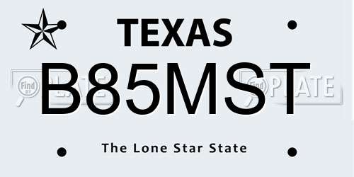 B85MST Texas License Plate