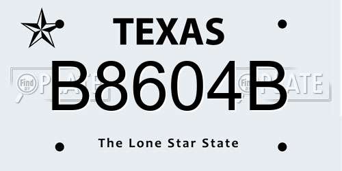B8604B Texas License Plate