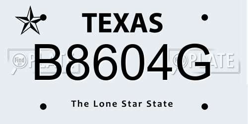 B8604G Texas License Plate