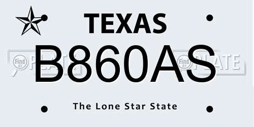 B860AS Texas License Plate