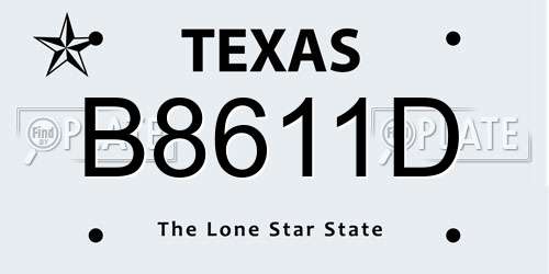 B8611D Texas License Plate