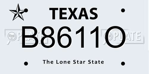 B8611O Texas License Plate
