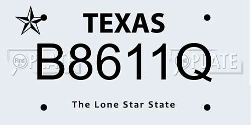 B8611Q Texas License Plate