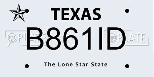 B861ID Texas License Plate